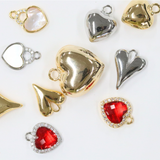 スキニーハート大 / シルバーカラー / 4個 / 真鍮 / 11.6 x 15.3mm