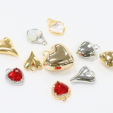 ルビーハート / シルバーカラー / 3個 / 真鍮 / 10.9 x 13.3mm