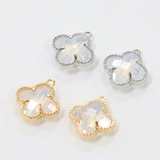 クリアーフラワー / シルバーカラー / 3個 / 真鍮 / 11.5 x 13.4mm