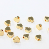 ハートビーズ / ゴールドカラー/ 5個 / 真鍮 / 7.0 x 6.5mm