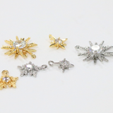 スノーフレーク / シルバーカラー / 6個 / 真鍮 / 9.8 x 11.3mm