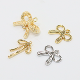 リボンボウ / シルバーカラー / 6個 / 真鍮 / 15.7 x 13.2mm