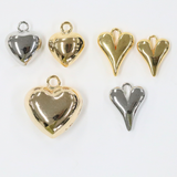 スキニーハート大 / シルバーカラー / 4個 / 真鍮 / 11.6 x 15.3mm