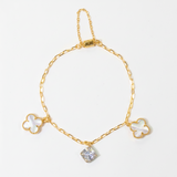 クリアーフラワー / ゴールドカラー / 3個 / 真鍮 / 11.5 x 13.4mm