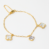 クリアーフラワー / ゴールドカラー / 3個 / 真鍮 / 11.5 x 13.4mm