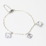 クリアーフラワー / シルバーカラー / 3個 / 真鍮 / 11.5 x 13.4mm