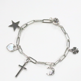 ムーン＆スター シルバーカラー / 5個 / 真鍮 / 8.8 x 12.0mm