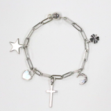 ムーン＆スター シルバーカラー / 5個 / 真鍮 / 8.8 x 12.0mm