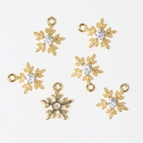 スノーフレーク / ゴールドカラー / 6個 / 真鍮 / 9.8 x 11.3mm