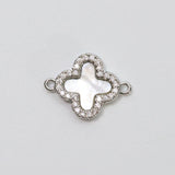 シェルダイヤクローバーシルバーカラー / 2個 / 真鍮 / 16.0 x 12.2mm