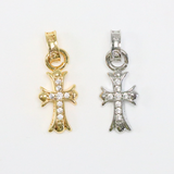 クロスダイヤリング付 / ゴールドカラー / 2個 / 真鍮 / 10.5 x 26.6mm