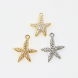 スターフィッシュ / ゴールドカラー/ 6個 / 真鍮 / 13.4 x 15.8mm