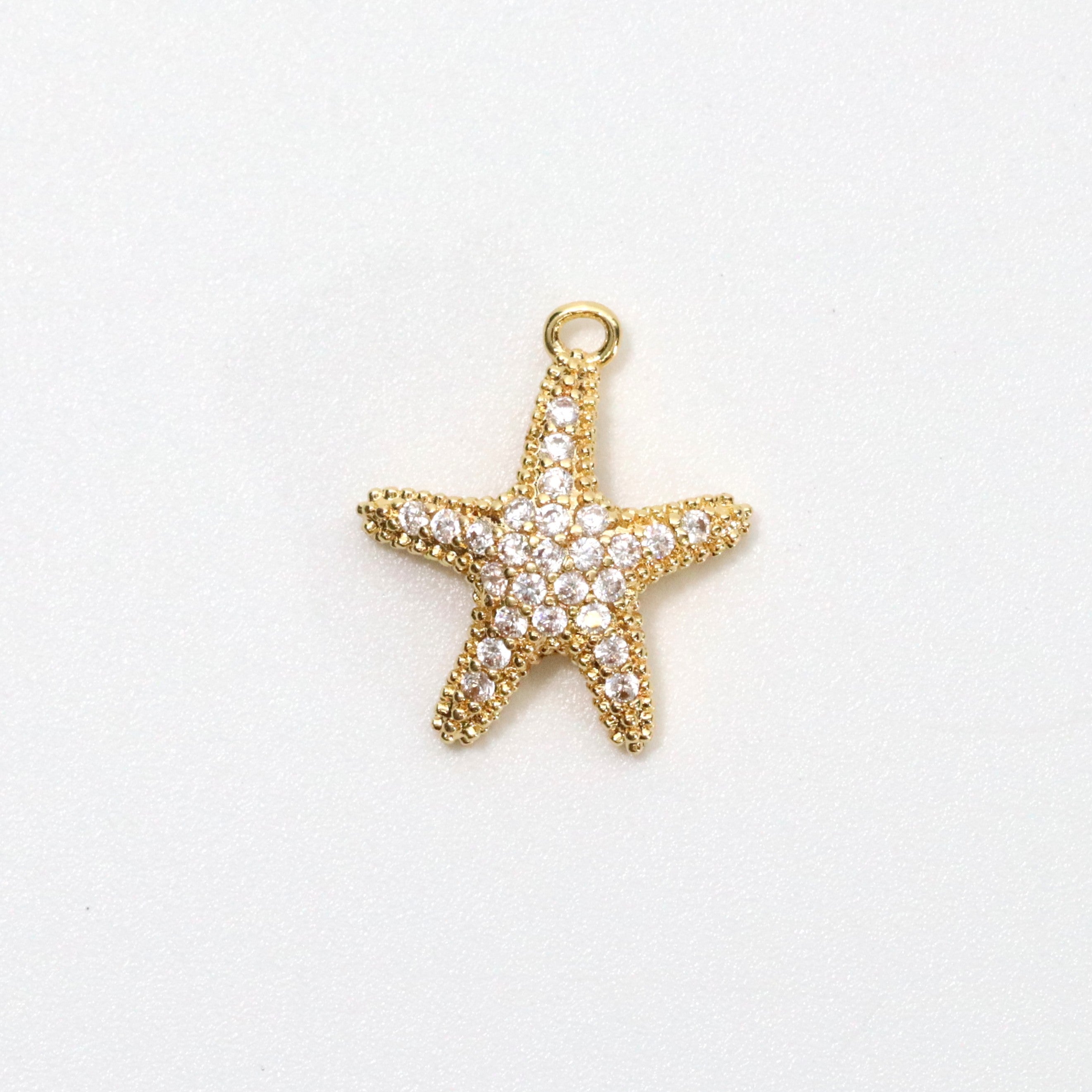 スターフィッシュ クリスタル / ゴールドカラー / 3個 / 13.4x15.8mm