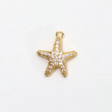 スターフィッシュ クリスタル / ゴールドカラー / 3個 / 13.4x15.8mm